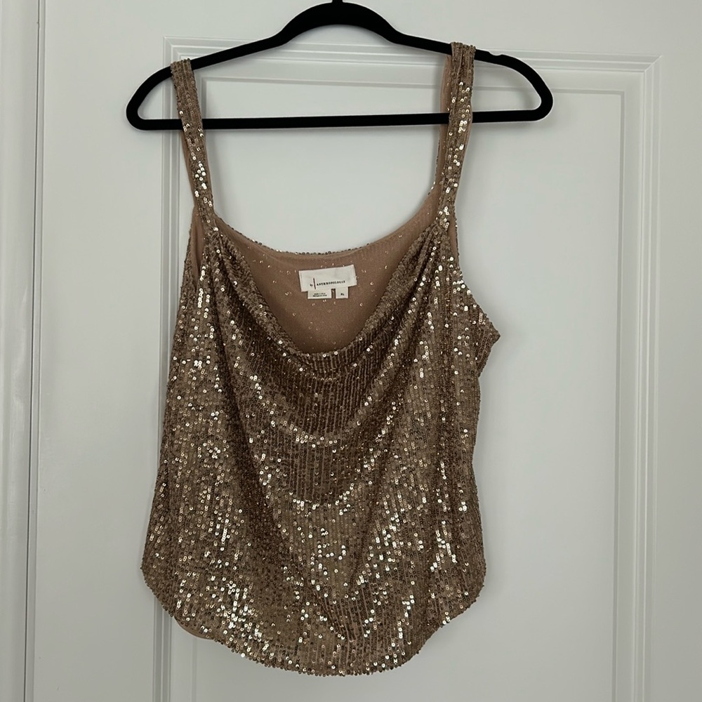 Anthropologie Gold Sequin Blouse